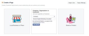 create a facebook page for business