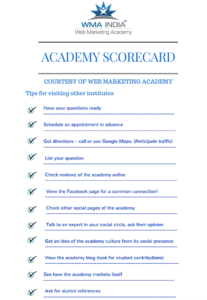 Web Marketing Academy Score Card: How to find the right Digital Marketing Training Institute