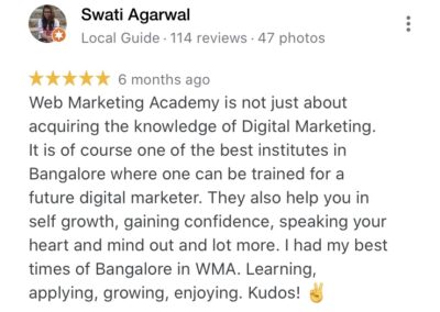 Web Marketing Academy Rated as The Best Digital Marketing Training Institute in India